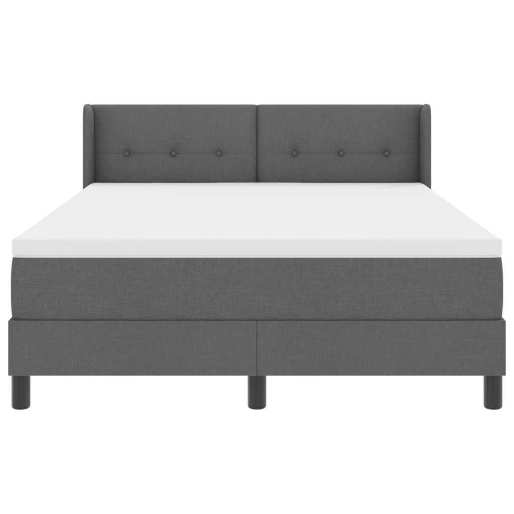 Letto Box Spring con Materasso Grigio Scuro 140x190 cm Tessuto