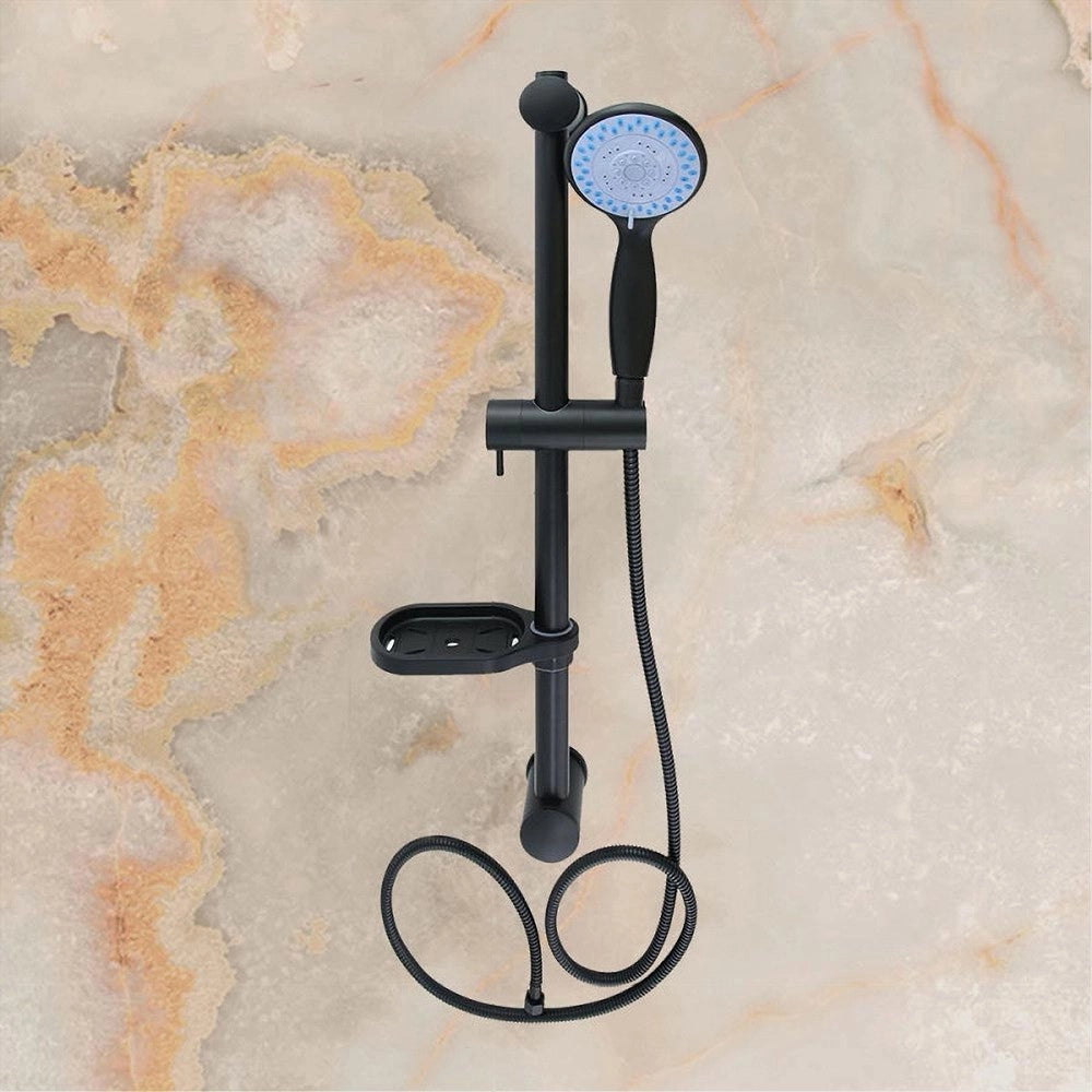 Trade Shop - Saliscendi Colonna Doccia Nero Soffione Multigetto Mensola Porta Sapone Bagno 87494 -