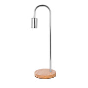 Lampada da tavolo Vinara in metallo cromato e legno