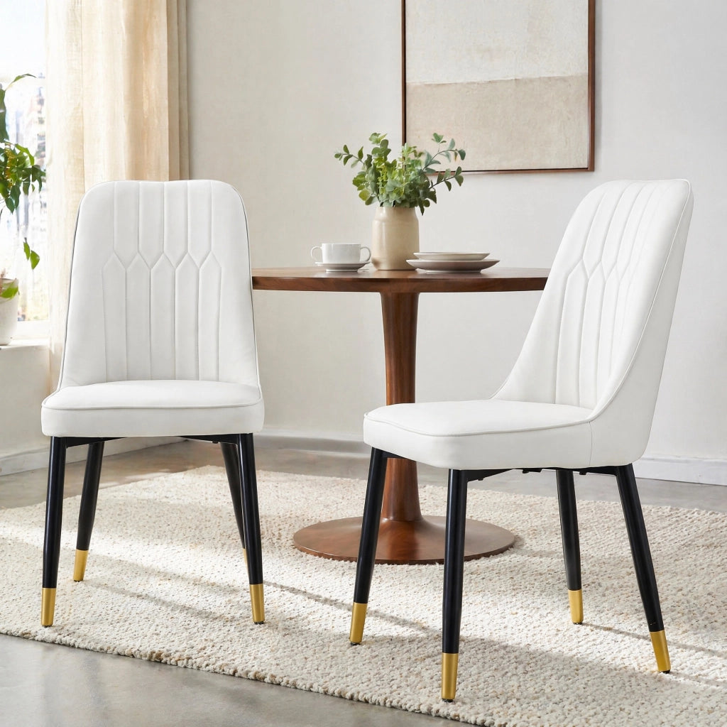 SEDIA da pranzo Set da 2 pezzi 43x41,5 cm PU bianco gambe metallo nero