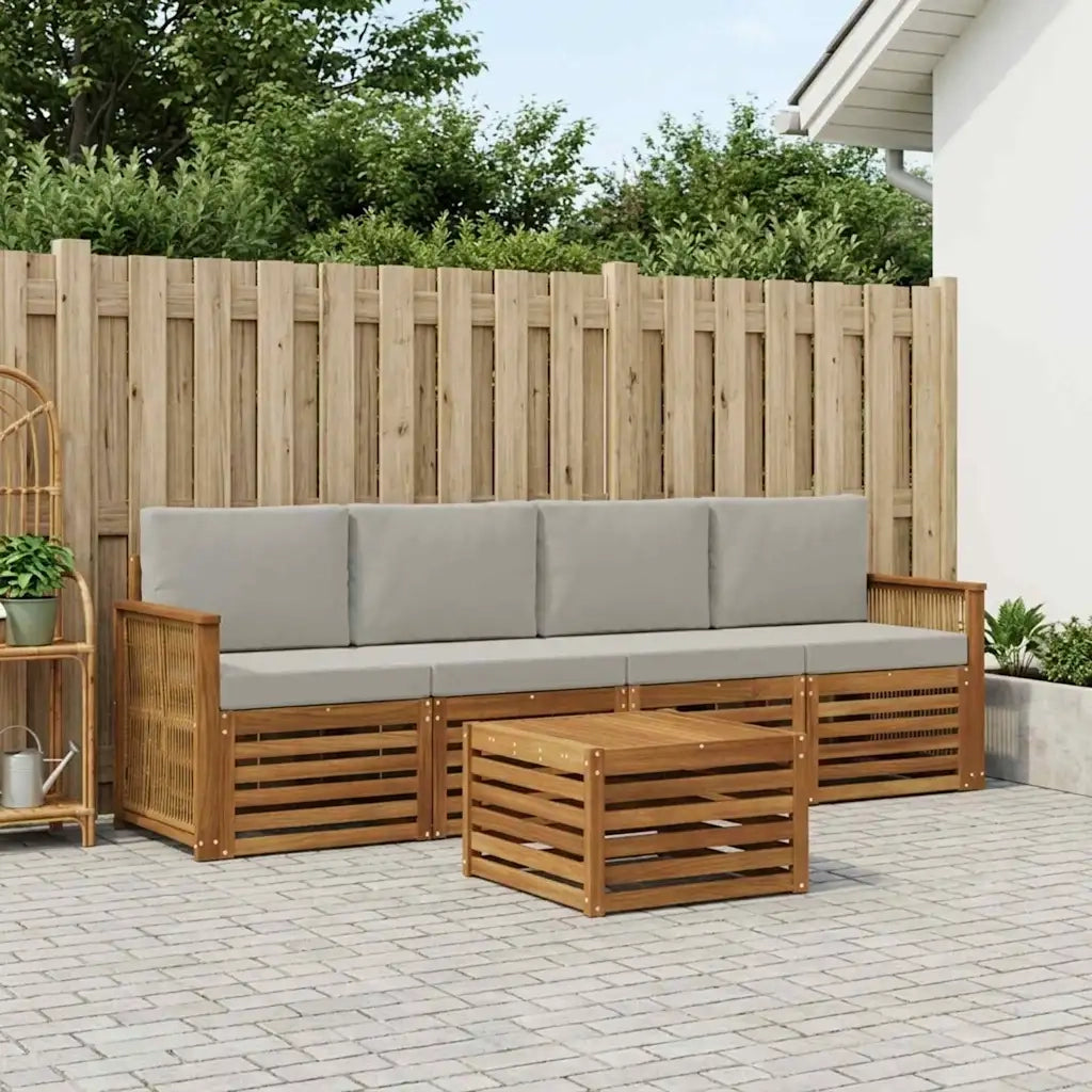 Set di divani da esterno 5 pcs Naturale e Grigio Chiaro 3383997