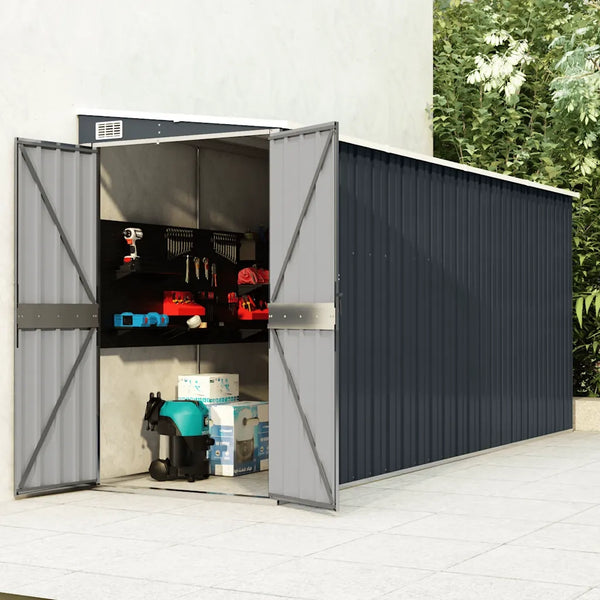 Capanno da Giardino a Parete Antracite 118x382x178 cm Acciaio 316231