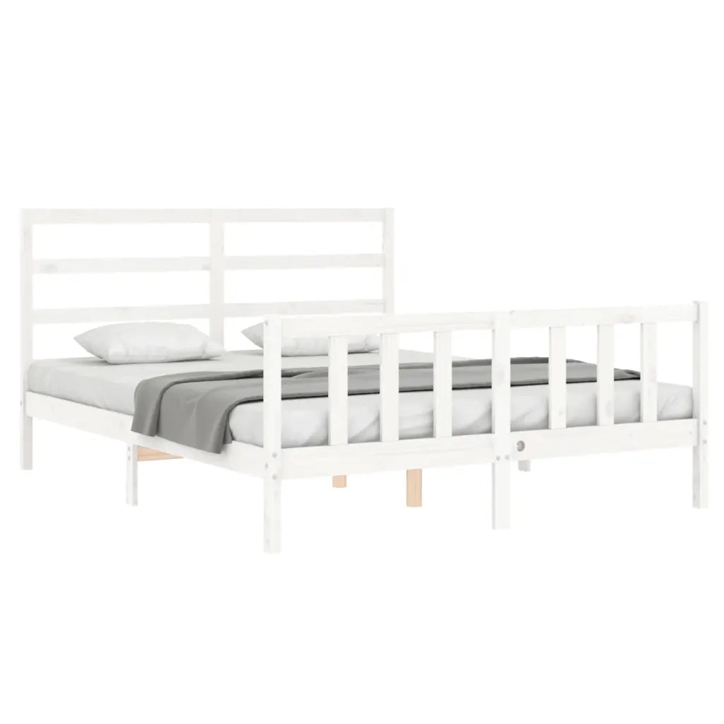 Giroletto senza Materasso-Struttura Letto Bianco 160x200 cm Legno Massello Pino 831666