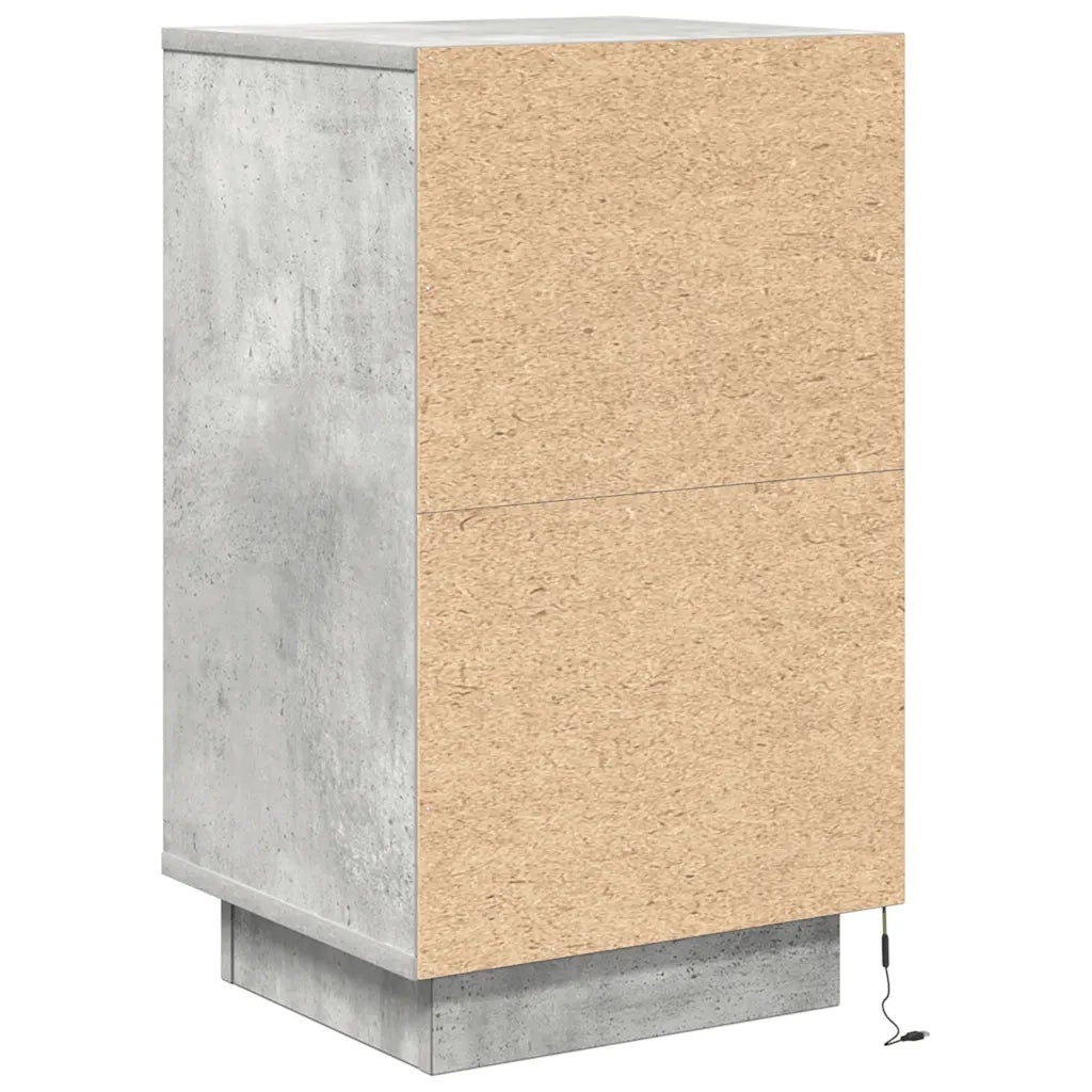 Comodino con Luci LED Grigio Cemento 38x34x65 cm