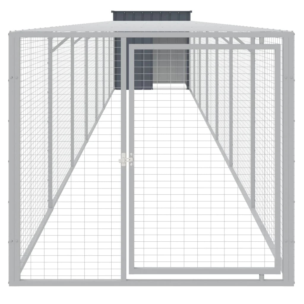Recinto per pollaio con recinto per galline 110 x 813 x 110 cm in acciaio zincato antracite 02_0043943
