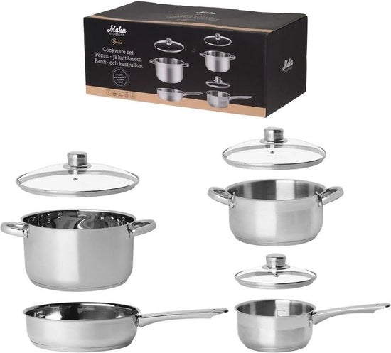Set di accessori per pentola con coperchio in vetro - 7 pezzi in acciaio inossidabile per cucina