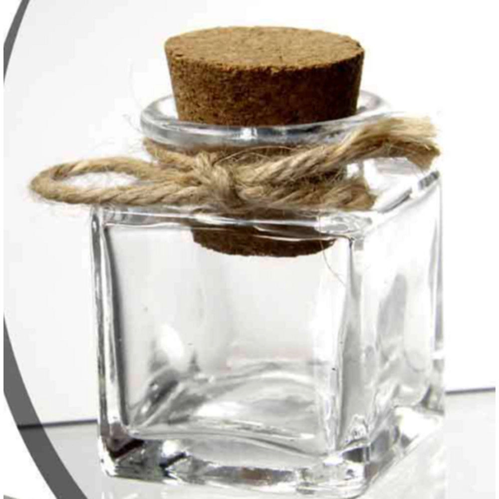 Trade Shop - Set 48 Pz Barattolo Barattolino Tappo Sughero Bomboniera In Vetro 4x5cm 715778 -