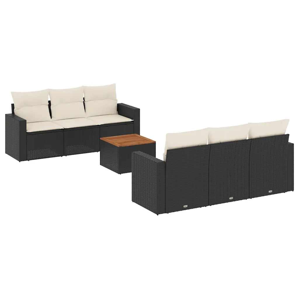 Set Divani da Giardino con Cuscini 7pz Nero Polyrattan 3256343