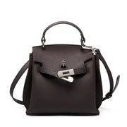 Borsa a tracolla Lindy in vera pelle, piccola, marrone