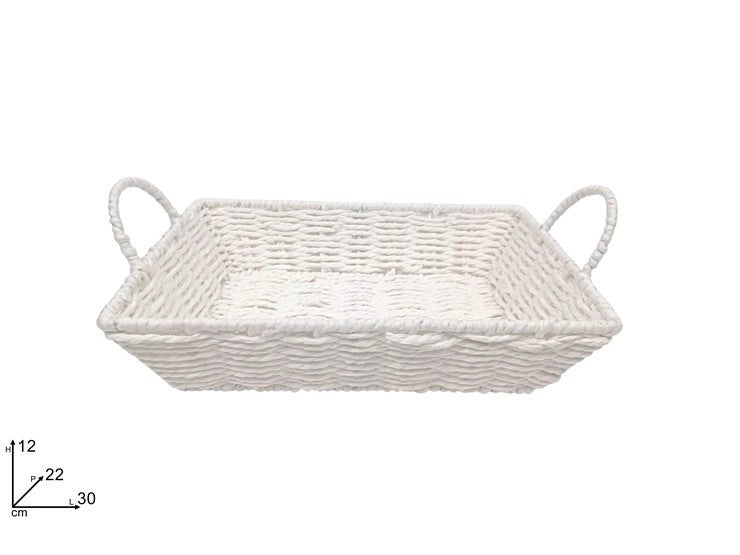 Cesta Rettangolare Regalo Festività Natale Pasqua Bianca 30 x 22 cm