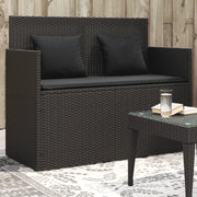 Panca da Giardino con Cuscini Nera in Polyrattan 365761