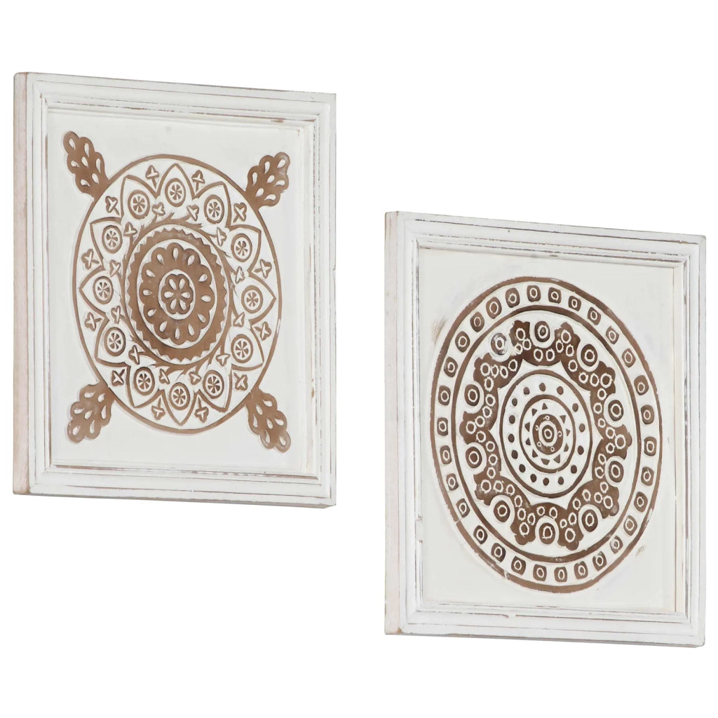 Decorazione artistica 2 pz Marrone e bianco 40 x 40 x 1,5 cm CFW7931483