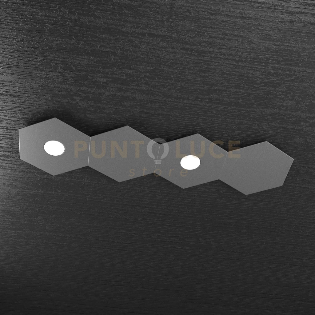 HEXAGON APPLIQUE-PLAFONIERA 2 LUCI + 2 DECORATIVO GRIGIO ANTRACITE 1142-2L2D-GA
