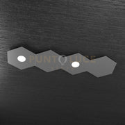 HEXAGON APPLIQUE-PLAFONIERA 2 LUCI + 2 DECORATIVO GRIGIO ANTRACITE 1142-2L2D-GA