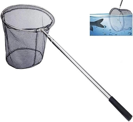 70 pollici scopa telescopica per pesci trota e pesci di fiume, reti da pesca in acciaio inossidabile pieghevoli con lunga asta per laghi, fiumi e valli d'acqua