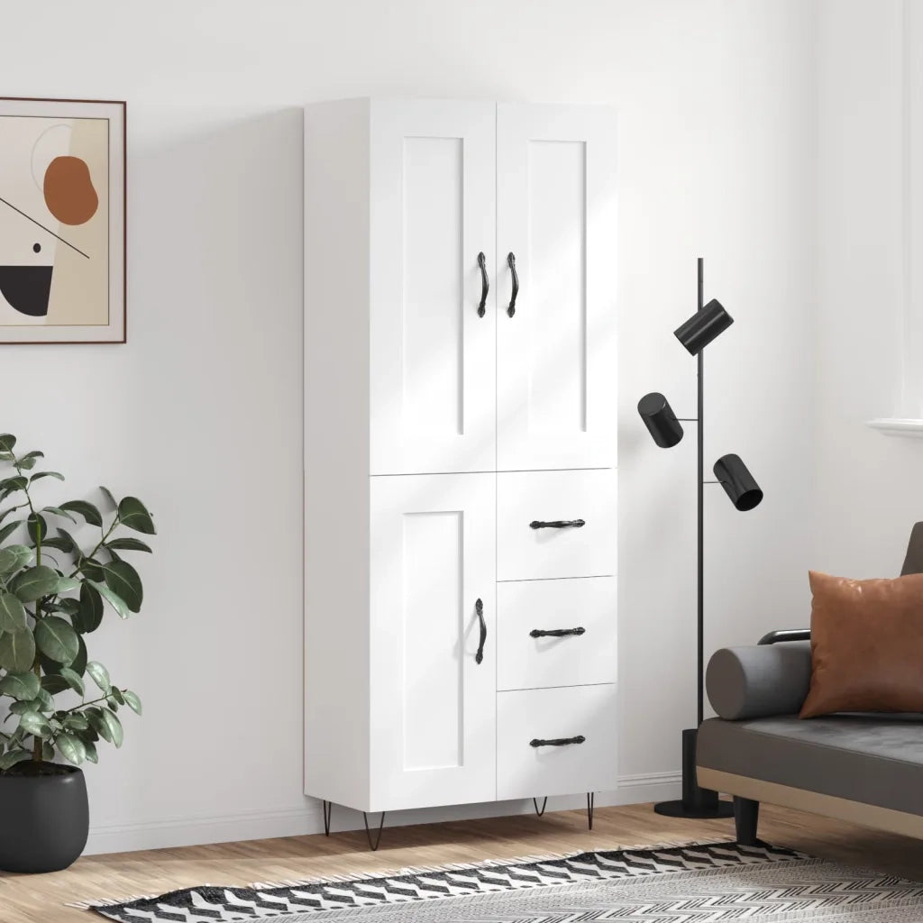 Credenza | Madia | Buffet da pranzo | Armadio da pranzo Bianca 69,5x34x180 cm in Legno Multistrato