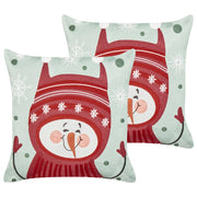 Set di 2 cuscini sparsi in tessuto di cotone rosso e verde con motivo natalizio 45 x 45 cm Accessori per la decorazione