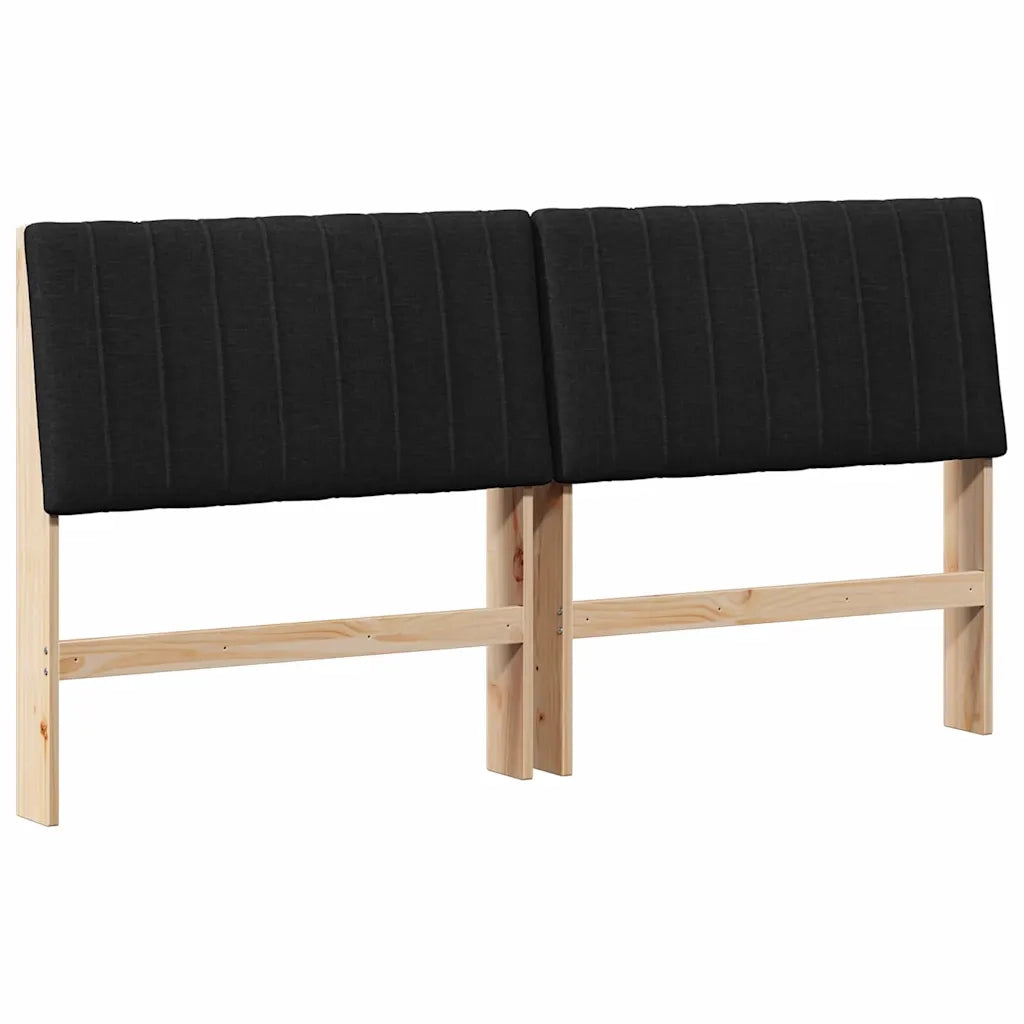 Testiera imbottita-Testiera con Cuscini-Testata Nero 180 cm Pino massello 383684