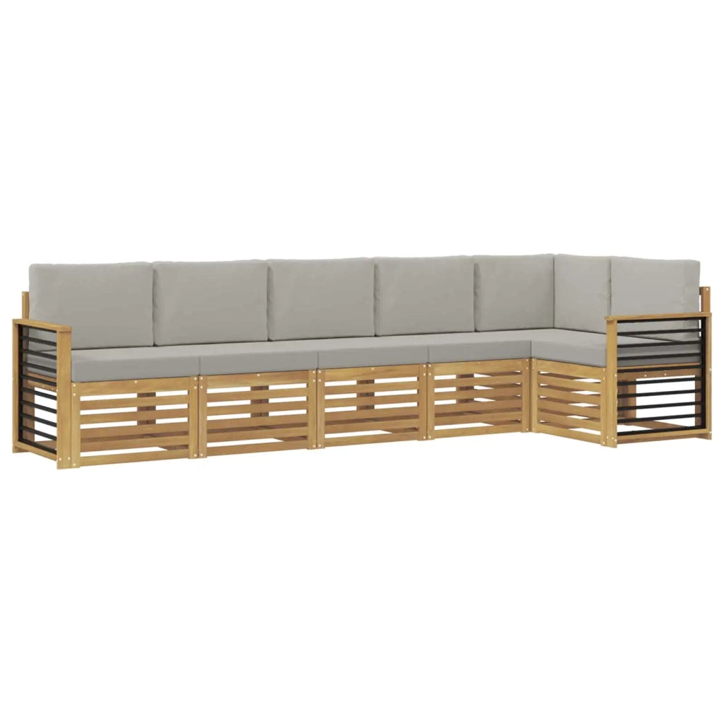 Set di divani da esterno 6 pcs Bianco e Grigio Chiaro