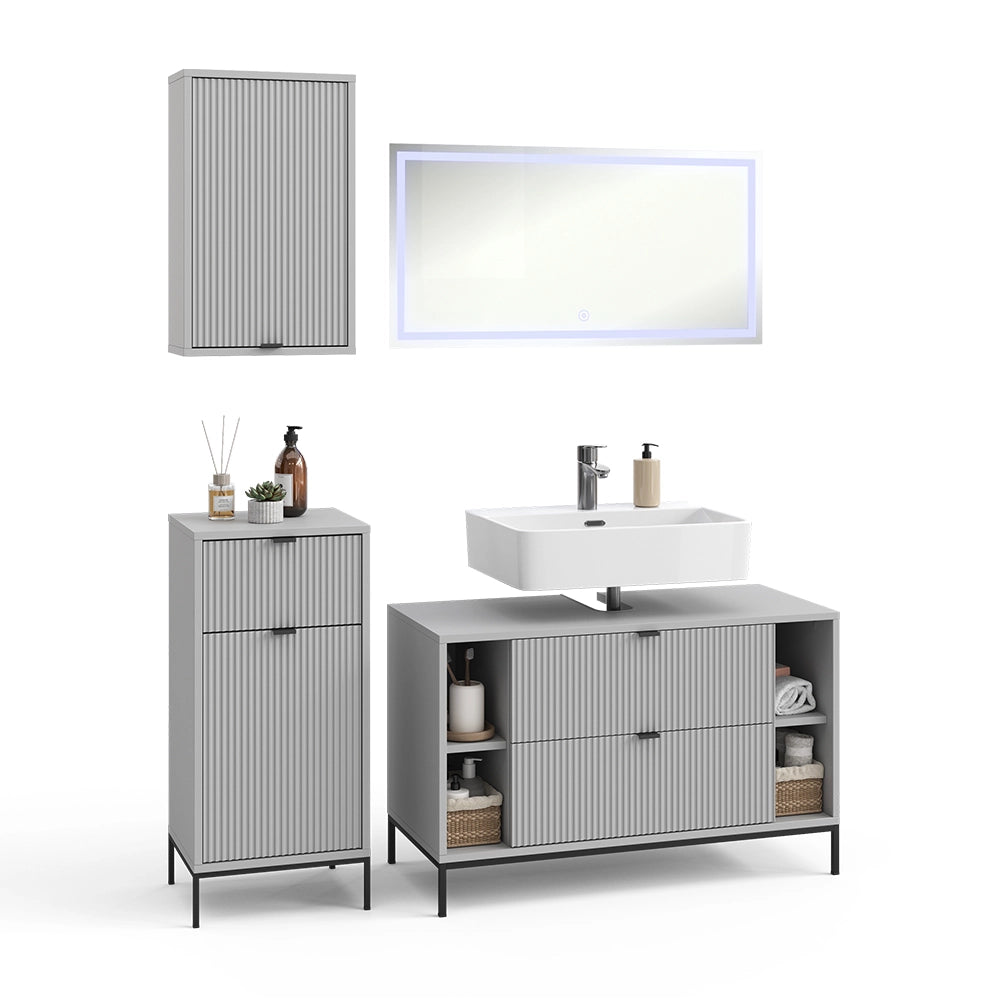 Vicco Set di mobili da bagno Grigio 4 parti