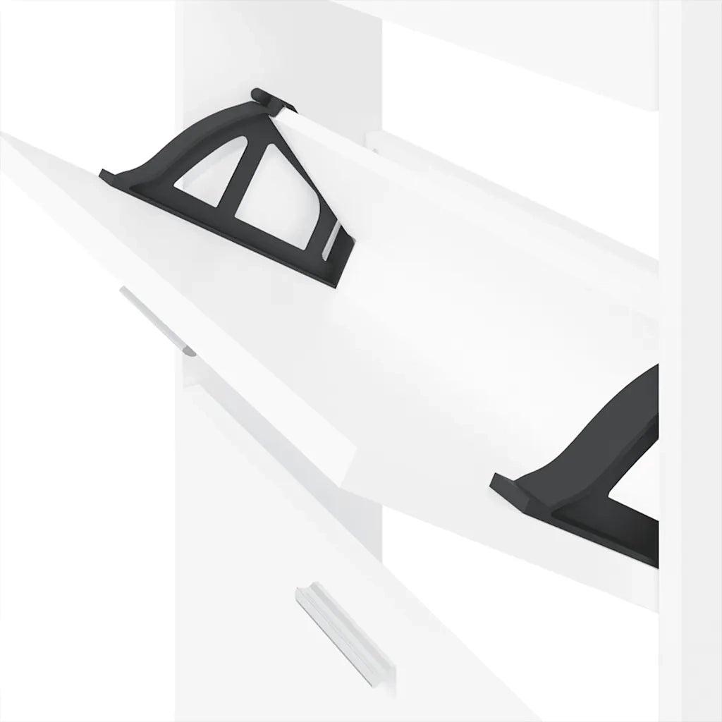 Scarpiera Bianca 59x17x108 cm in Legno Massello di Argilla 342526