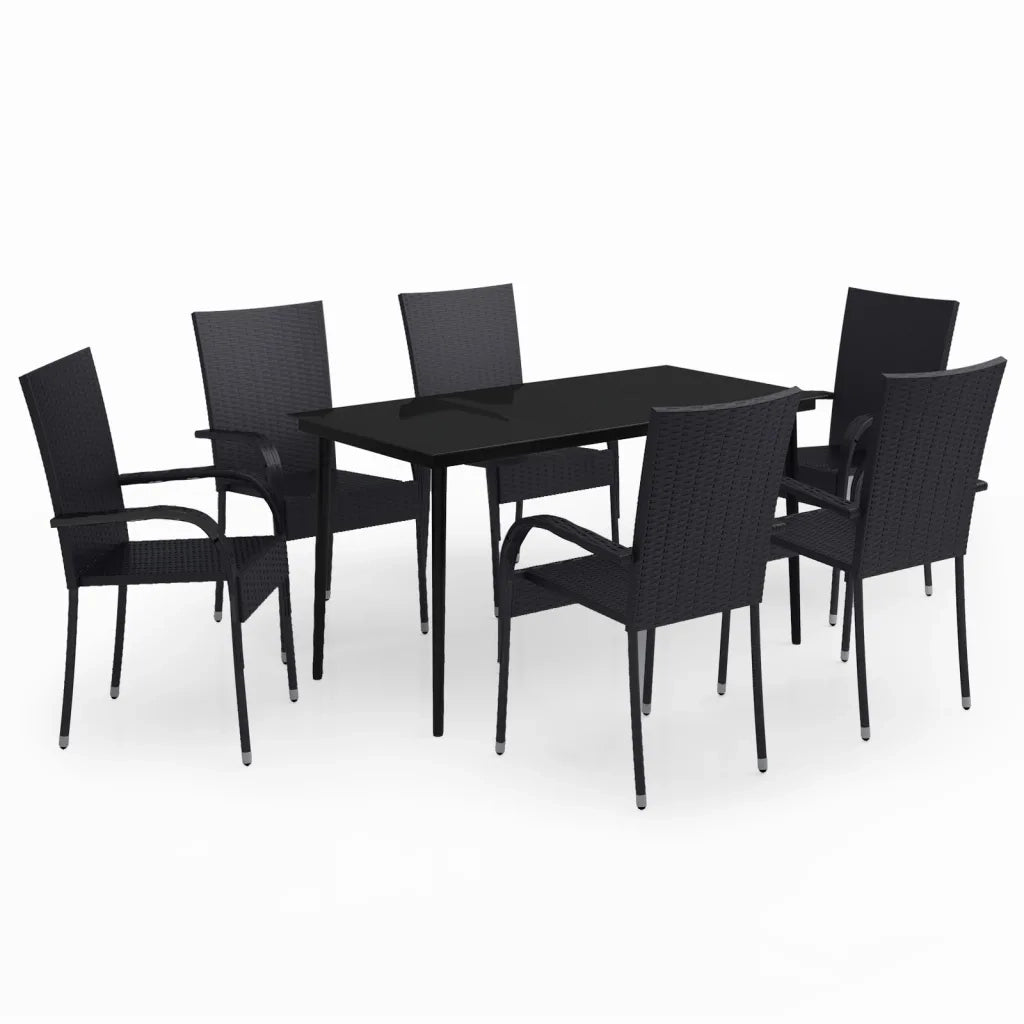 Set Mobili da Pranzo da Giardino 7 pz Nero cod mxl 36964