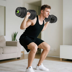 Set Bilanciere Pesi 3 in 1 con 16 Dischi Impugnatura Antiscivolo Verde