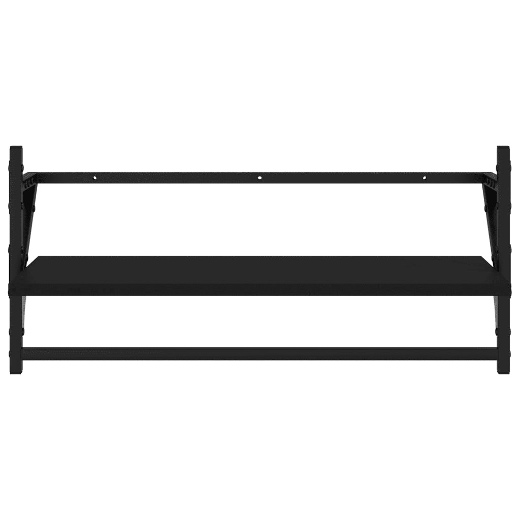 4 pz Set Mensole da Parete | Scaffali a Parete | Ripiano a parete con Aste Nero in Legno Multistrato