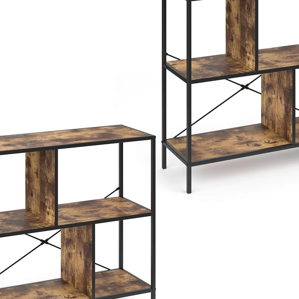 Divisorio per ambienti Fyrk, Legno antico, 80 x 79 cm, utilizzabile come divisorio con struttura in metallo e ripiani aperti