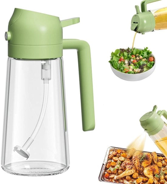 Spray per oli 470 ml, flessa multifunzionale 2-in-1 con aspiratore di olio, può essere utilizzato come spray per oli per cucina, griglia, air fryer, insalate, cottura.
