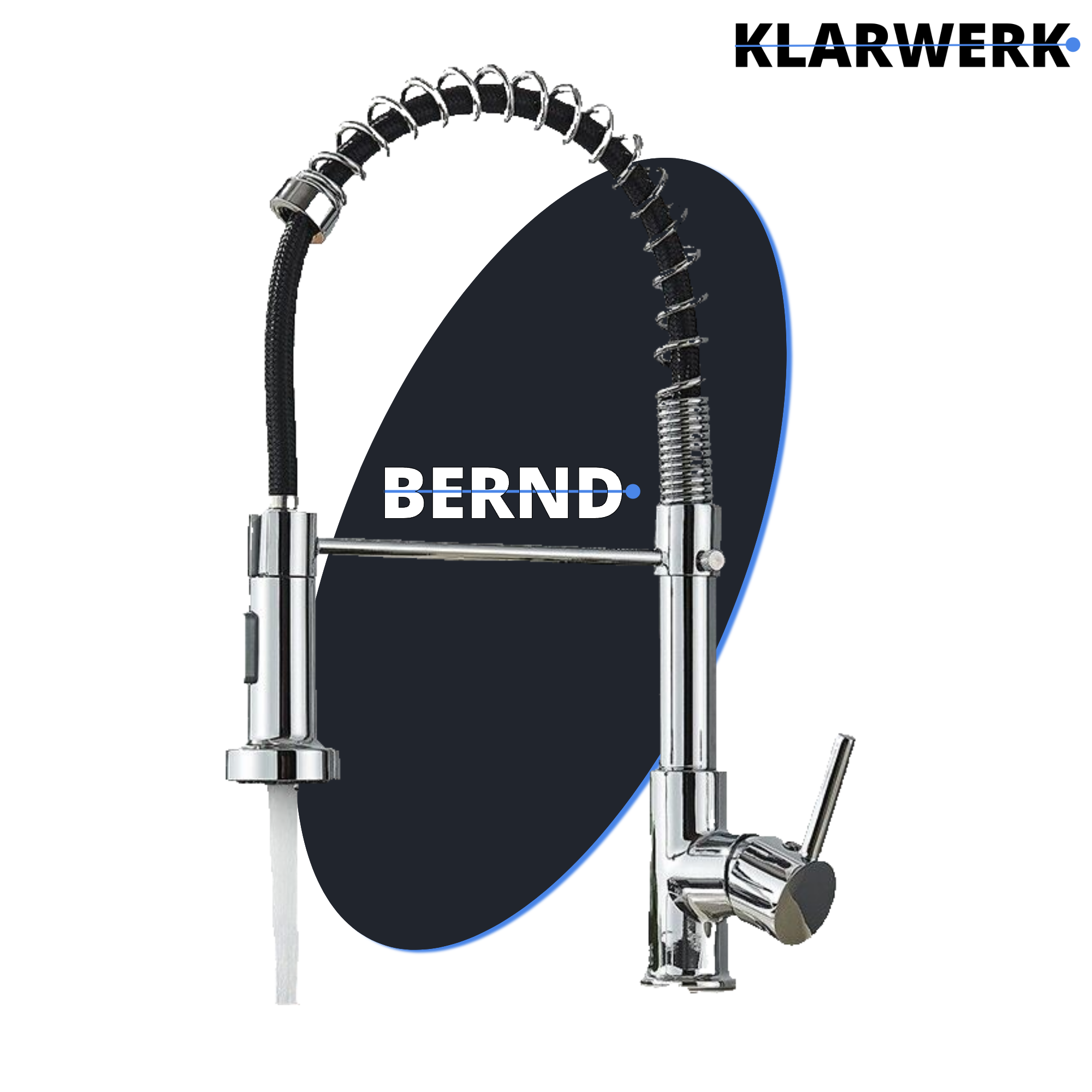 Bernd | Rubinetto cucina gastronomia restaurante cromato con molla|flessibile in acciaio inossidabile|Il miscelatore può essere Alta pressione 2 porte