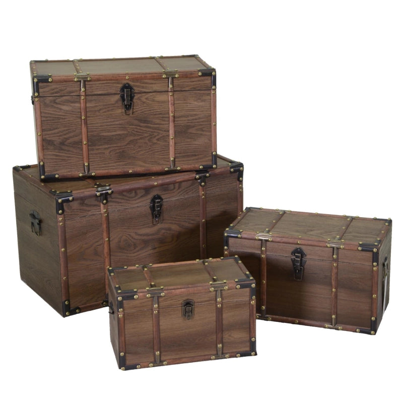 Baule legno ecopelle 1-4 marrone rettangolare cm 68x38h40