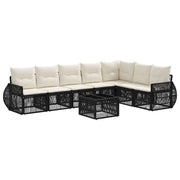 Set Divano da Giardino 8 pcs Nero e Bianco Crema polyrattan