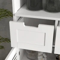 kleankin Mobiletto per il Bagno con Armadio a 2 Porte, Ripiano Regolabile, 2 Cassetti, Nicchia, 61 x 30,5 x 109,5 cm Bianco