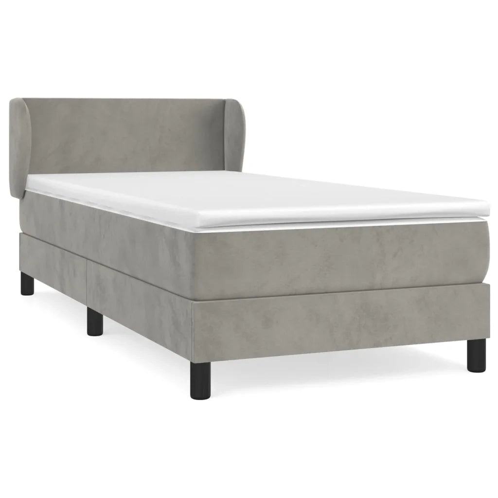 Giroletto a Molle con Materasso Grigio Chiaro 90x190 cm Velluto 3127343