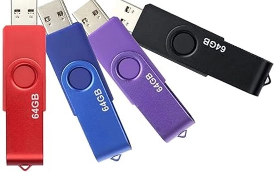 Pen Drive 64GB 4 Unità 2.0 Memoria USB Stick con Alta Velocità (4 Colori: Nero Viola Blu Rosso)