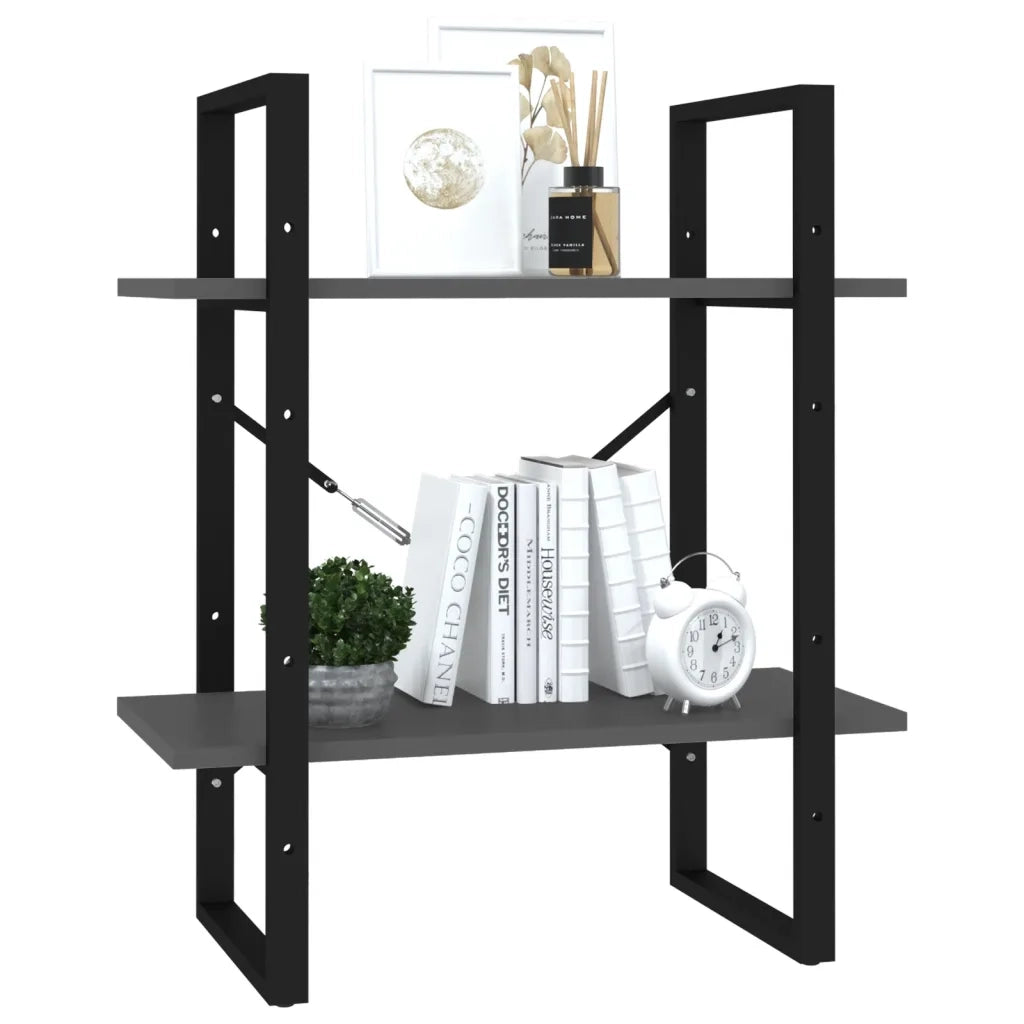 Libreria a 2 Ripiani Grigia 60x30x70 cm in Legno Multistrato 806429