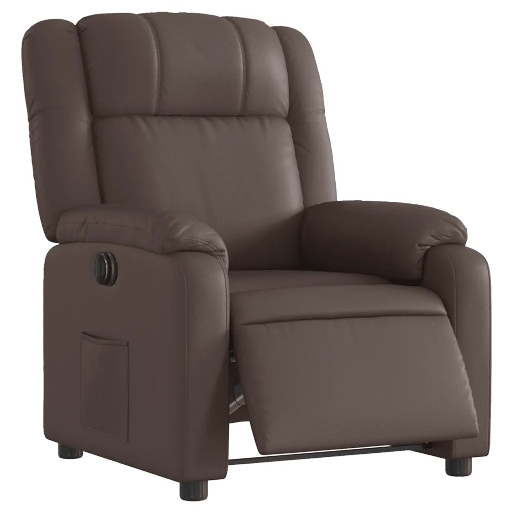 Divano Sedia-Poltrona Reclinabile Elettrica Marrone in Similpelle 251577