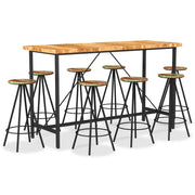 Set da Bar 9 pz in Legno Massello di Acacia e Legno di Recupero cod mxl 57815