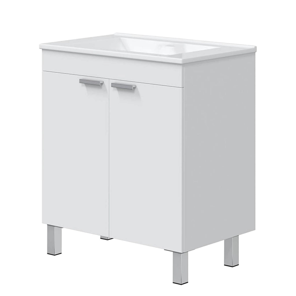 Cariati, Mobile Sottolavabo 2 Ante, 70x45x80h cm Bianco Lucido