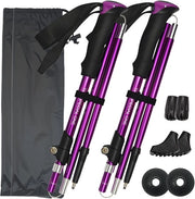Stecchi da Nordic walking per uomo e donna, bastoni da trekking telescopici pieghevoli e regolabili 110-130cm, bastoni da trekking di alta qualità in alluminio con 3 paia di paracariche in gomma e borsa da trasporto