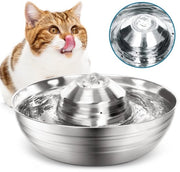 Fountain per Animali con Pompafiltro e Dispenser Acqua, 2L, in Acciaio Inossidabile, Silenzioso e Resistente al Lavarono