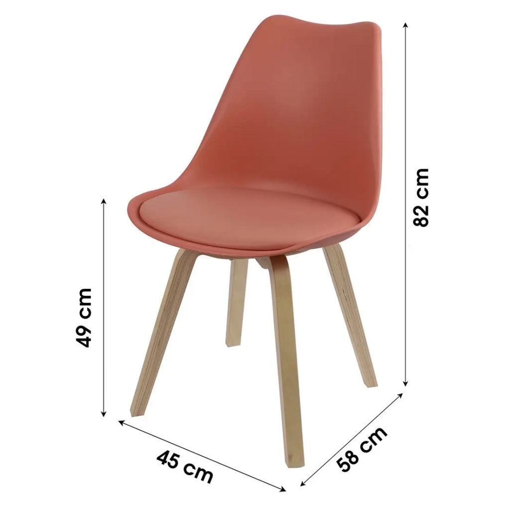 Set di 4 sedie design rosso terracotta con cuscino collezione MIA