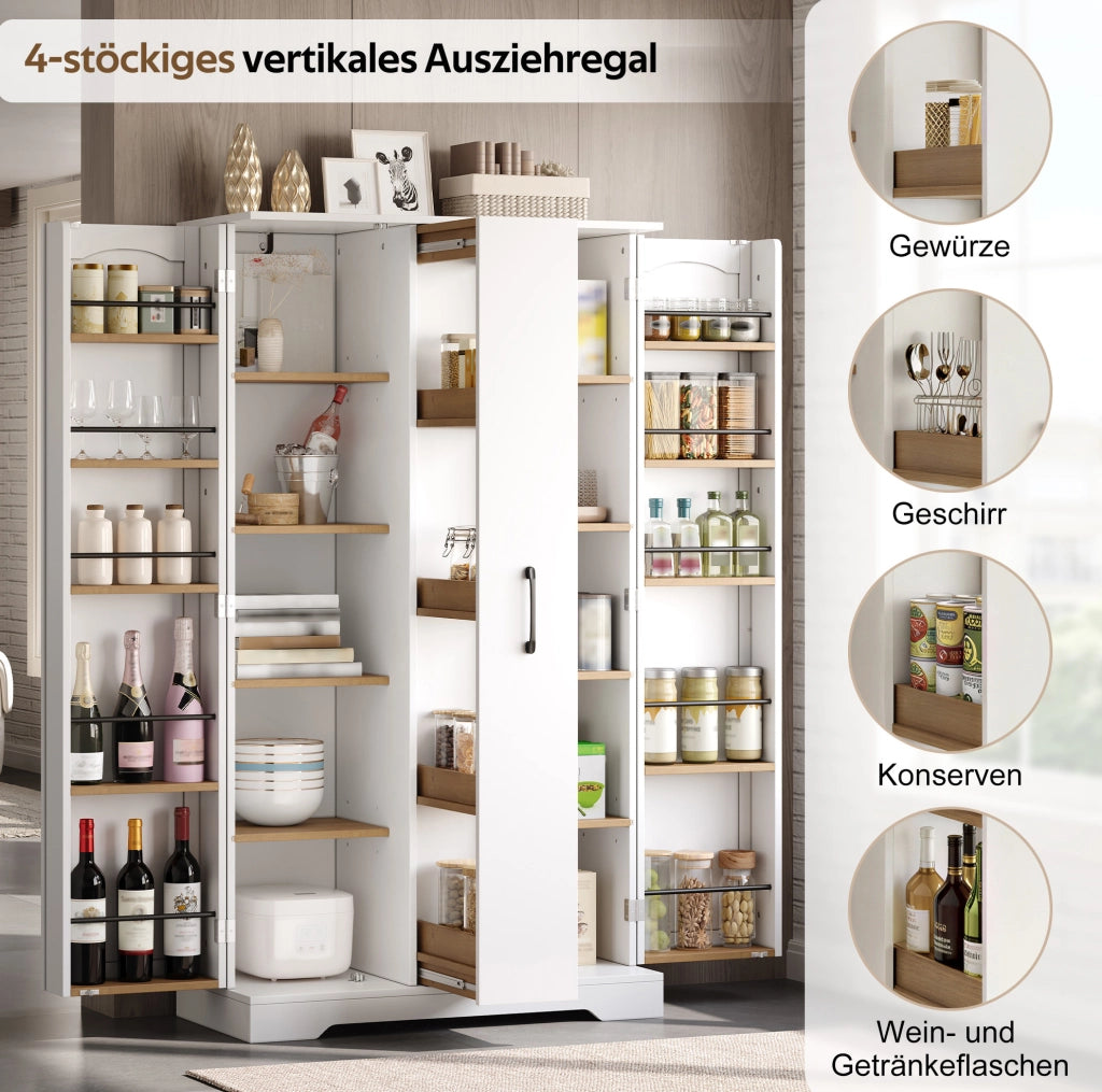 Armadio da cucina in MDF bianco con ripiani portaspezie