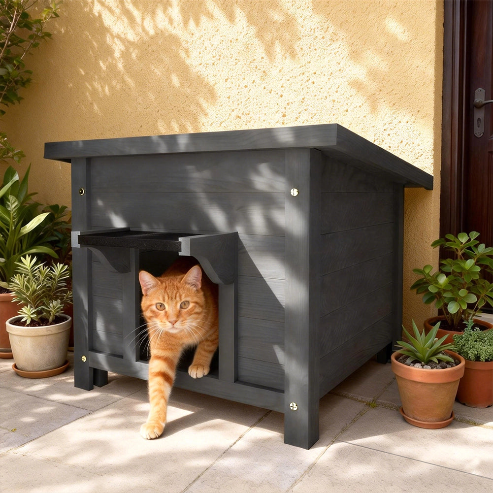 Cuccia per Animali Domestici 60x58x47cm con Tetto Apribile in Legno Grigio