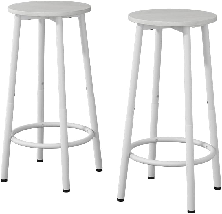 Set di 2 sgabelli da bar Edmonton, Bianco, 31.5 x 64 cm 2 parti, regolabile in altezza con poggiapiedi per posizioni di seduta flessibili