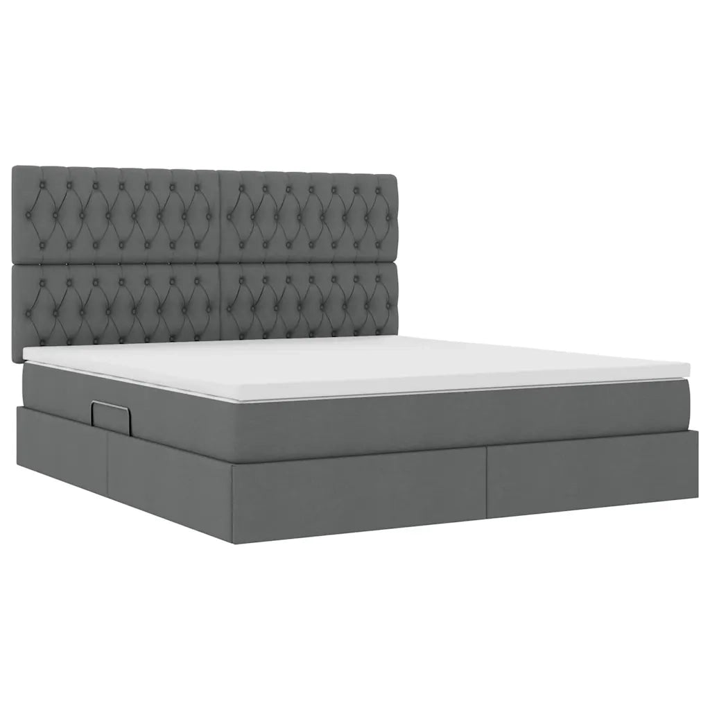 Letto con contenitore e materasso Grigio scuro 160 x 200 cm