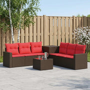 Set di divani 8 pz Marrone e Rosso Rattan sintetico e Acciaio 3448327