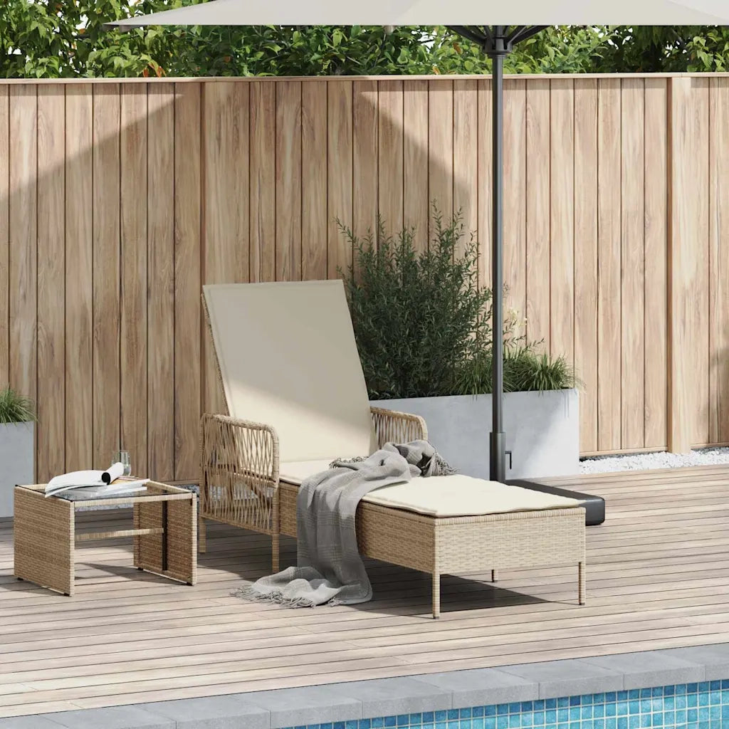 Lettino da sole Beige e Bianco Crema 200 x 55 x 92 cm 365429