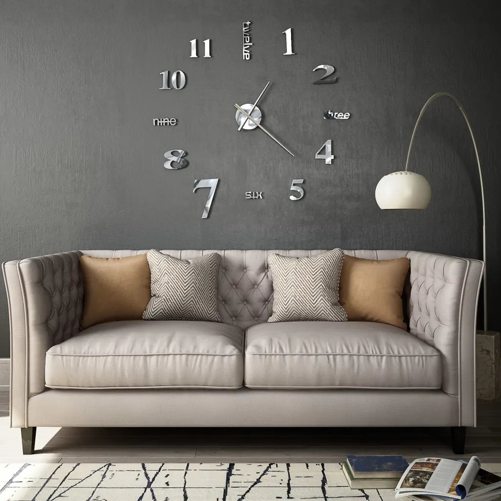 Orologio da Parete 3D in Stile Moderno 100cm XXL Argento CFW5321746